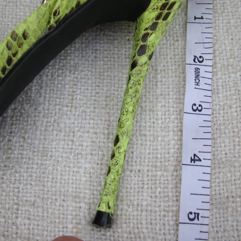 Cape Robbin Invade neon green snake wrap around peep toe high heels, S 8 - Picture 8 of 9